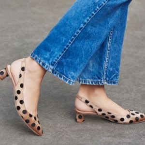 Loeffler Randall Tan Polka Dot Kitten Heel Size 8